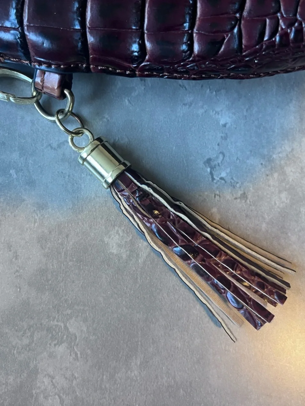 Brahmin Croc-Embossed Shoulder Bag - Red Brown bag - Picture 5 of 5